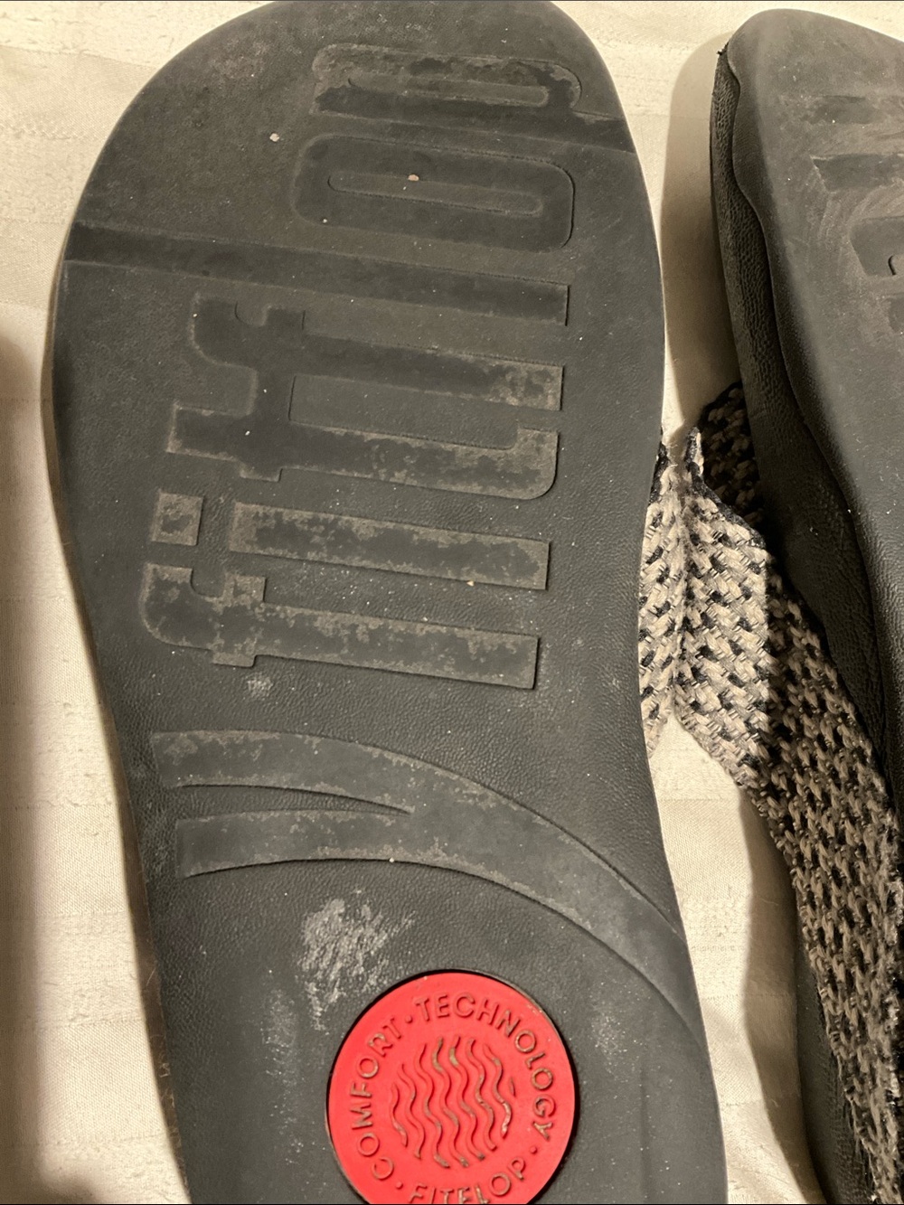 FitFlop Black with Silver Woven Thong Sandals - Picture 6 of 6